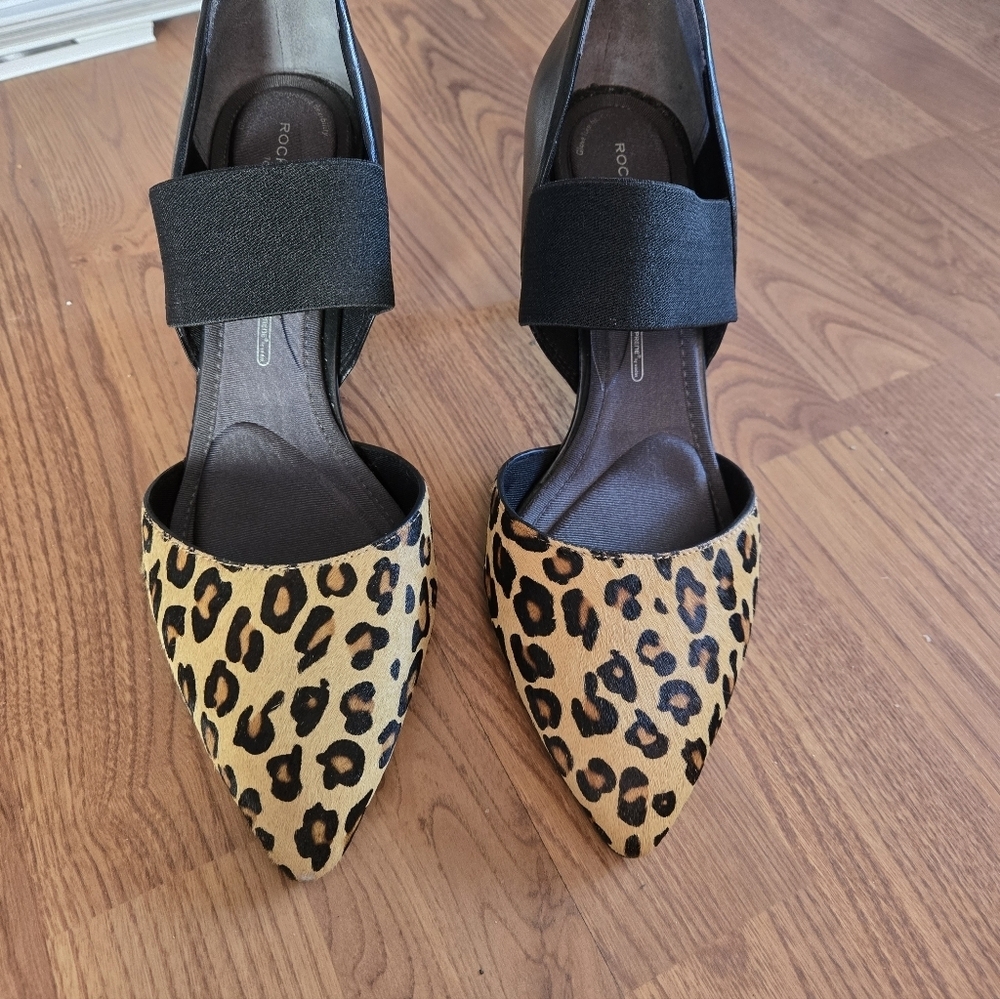 Rockport, Leopard Print Women's Shoes with Black Strap
